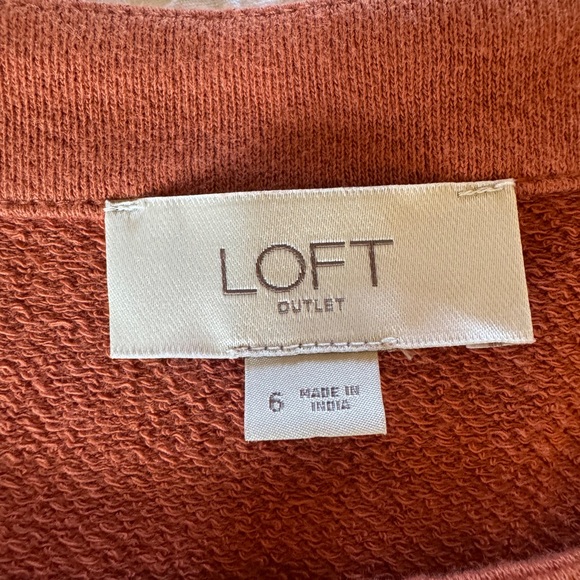 ANN TAYLOR LOFT PUFF SLEEVE SWEATSHIRT Cotton DRESS Auburn Size 6 - Picture 6 of 7